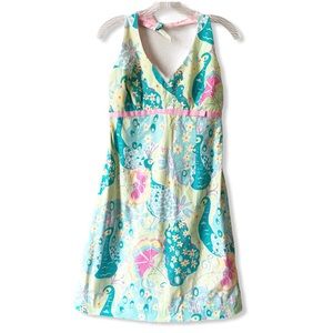 Vintage Lilly Pulitzer Peacock Halter Dress Sz 8